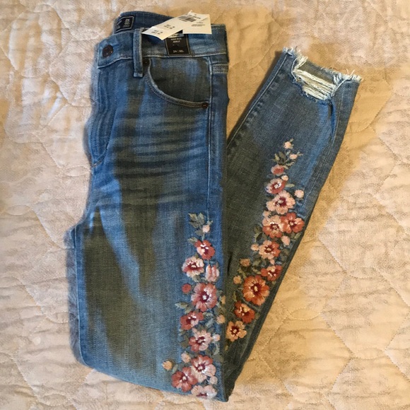 abercrombie embroidered jeans